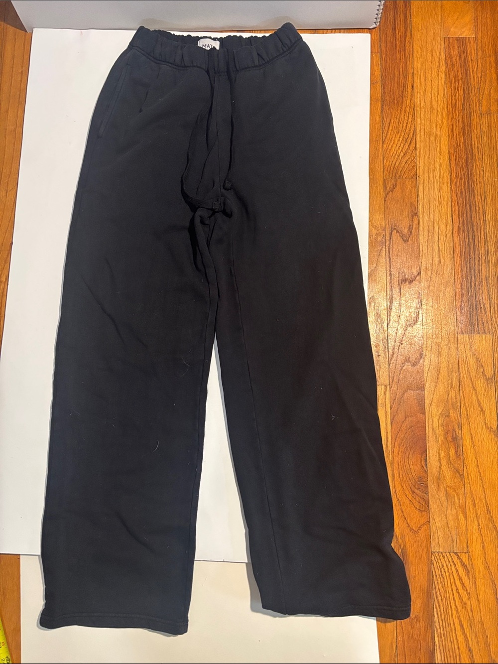 MATE the Label Black Wide-Leg elastic waist  Sweatpants